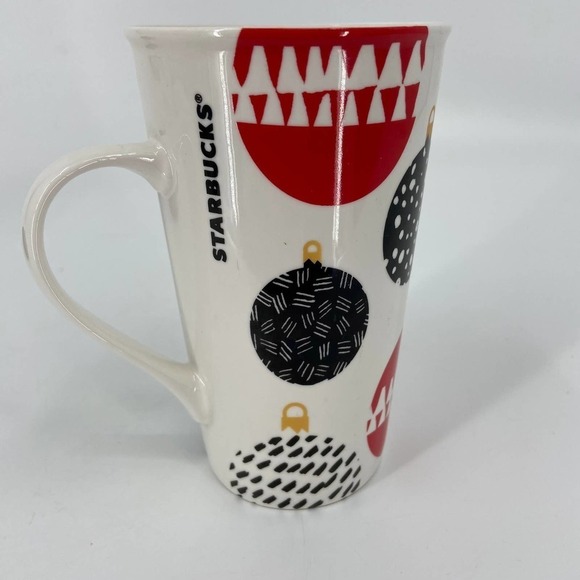 STARBUCKS 2016 Holiday Ornaments Coffee Tea Cocoa Mug 16 Ounce Tall Cup White - Picture 2 of 7